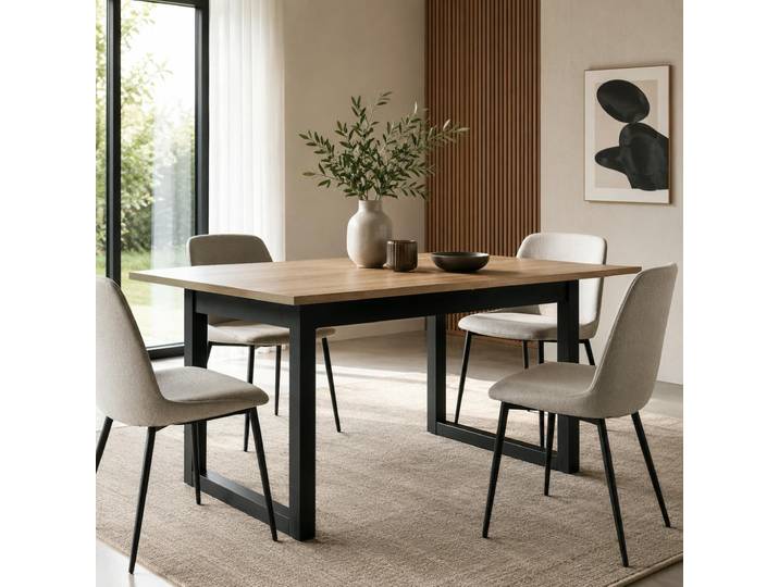 Table À Manger Extensible Effet Chêne Grisé 160-200 Cm Alva