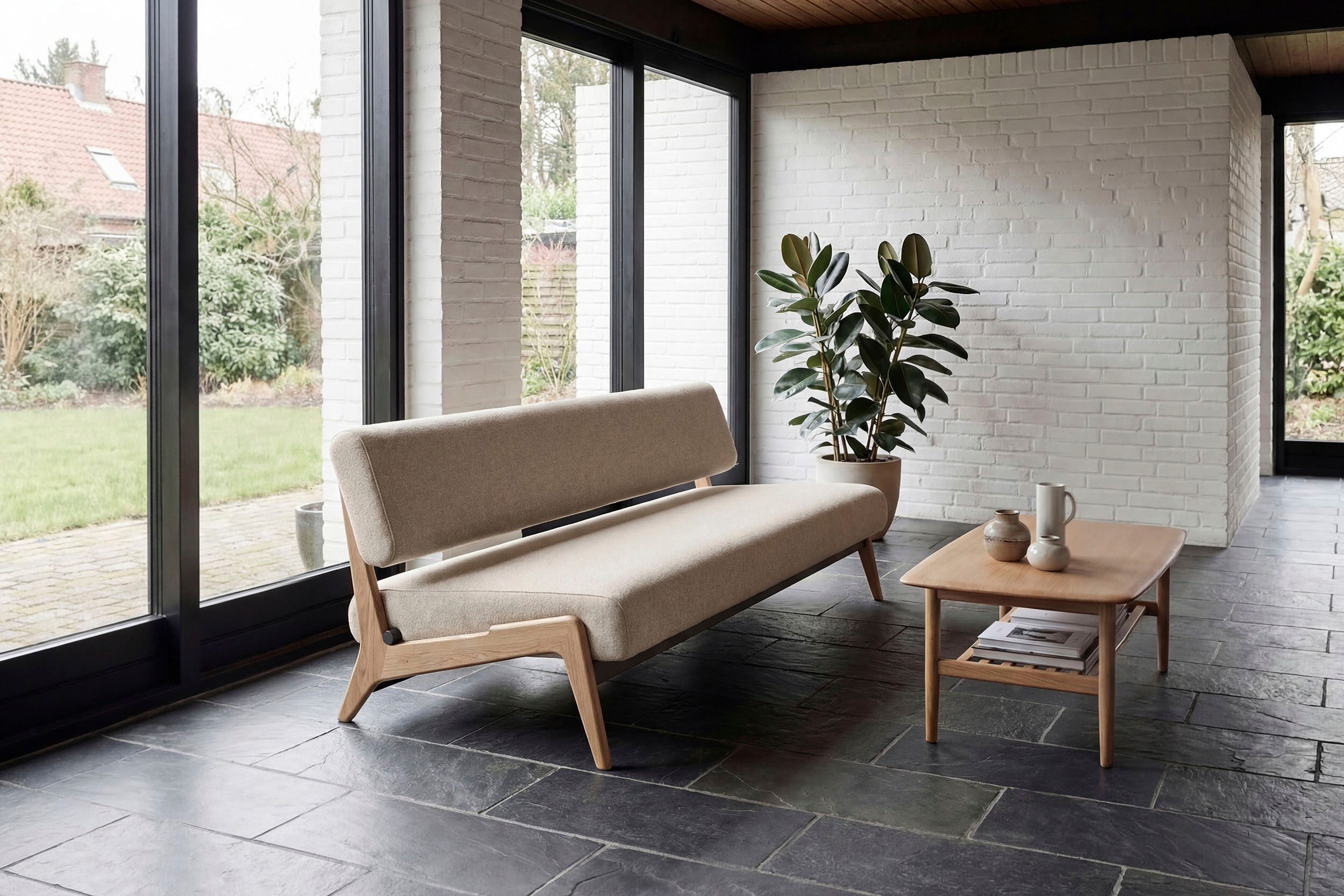 3-Sitzer INNOVATION LIVING ™ "Nolis Retro Design, hochwertig, sehr bequem, Breite 213cm, Sitzvorzug", beige, B:213cm H:79cm T:92cm, Sofas, 3-Sitzer, Große einheitliche Siztfläche, 60er Jahre Design neu aufgesetzt
