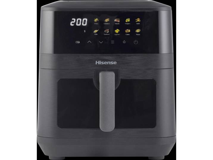 Hisense Heissluftfritteuse, Schwarz, 7,7 l, 31x40x35 cm, Heisslufttechnologie, Display, Touchscreen, kein Vorheizen erforderlich - Luftzirkulationstechnologie, Kochgeschirr, Küchengeräte