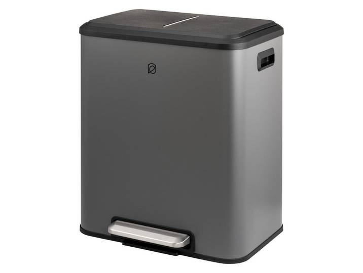 eluno Abfalleimer 30 Liter, grau, Grau, Metall, 42.5x50x33.5 cm, Haushalt & Reinigung, Reinigung, Mülleimer & Abfallsammler