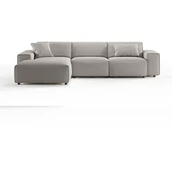 KAWOLA Sofa RANI Ecksofa Cord steingrau Recamiere links