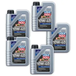 5x Motoröl LIQUI MOLY 1091 MoS2 Leichtlauf 10W-40 teilsynthetisch top Schmierung 1L