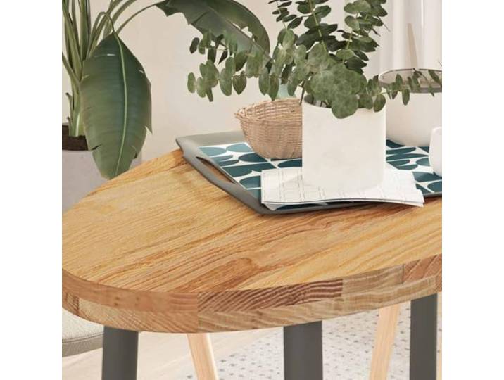 HEFZGDB Massivholz Eiche Tischplatte Hellbraun 100x50x4 cm Oval Robuster Tischplatte Naturbelassen für Couchtisch Beistelltisch Stehtisch Langlebige Möbelplatte Stabile Arbeitsplatte