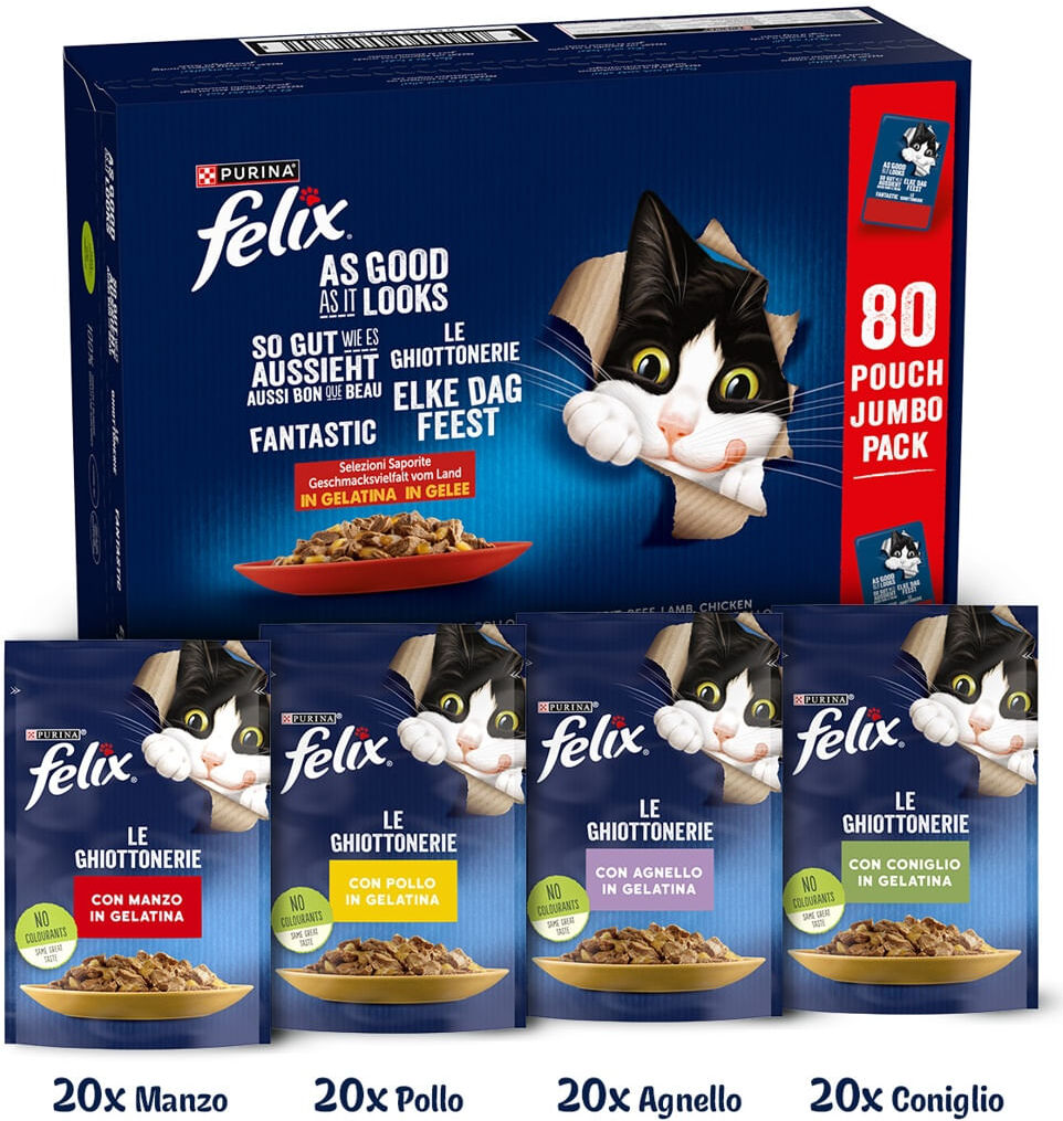 Kit Risparmio 240x85G Felix Cat Le Ghiottonerie MIX CARNE