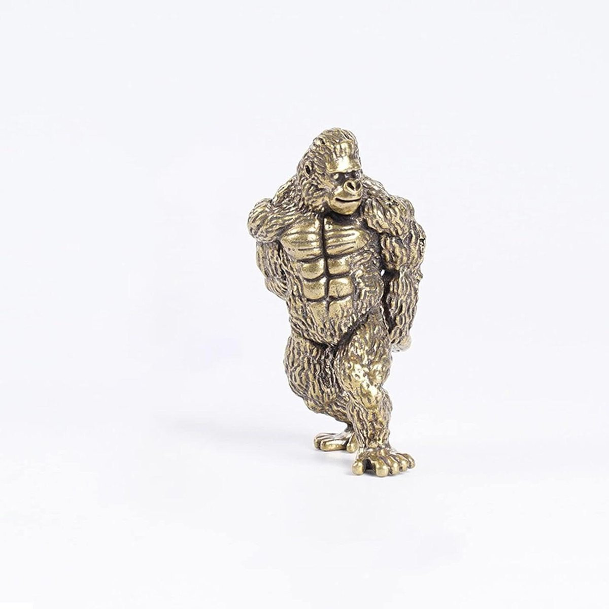 Handgemaakt Messing Gorilla Beeldje in Brons Kleur - Hoogte: 7 cm