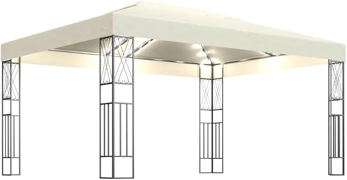 Gartenpavillon 3x4 m Cremeweiß, Pavillon mit robustem Stahlrahmen und belüftetem Dach, großes Partyzelt für Garten, Terrasse, Familienfeiern und Grillabende, 4 x 3 x 2,6 m