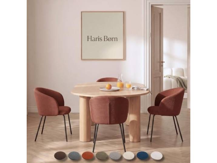 Haris Børn® NØR Esszimmerstühle (4er Set) Terracotta - Bequeme Polster Esszimmerstühle mit Armlehne - Premium Esstisch Stühle & Wohnzimmer Stühle - Moderne Esszimmerstühle 30 Tage testen