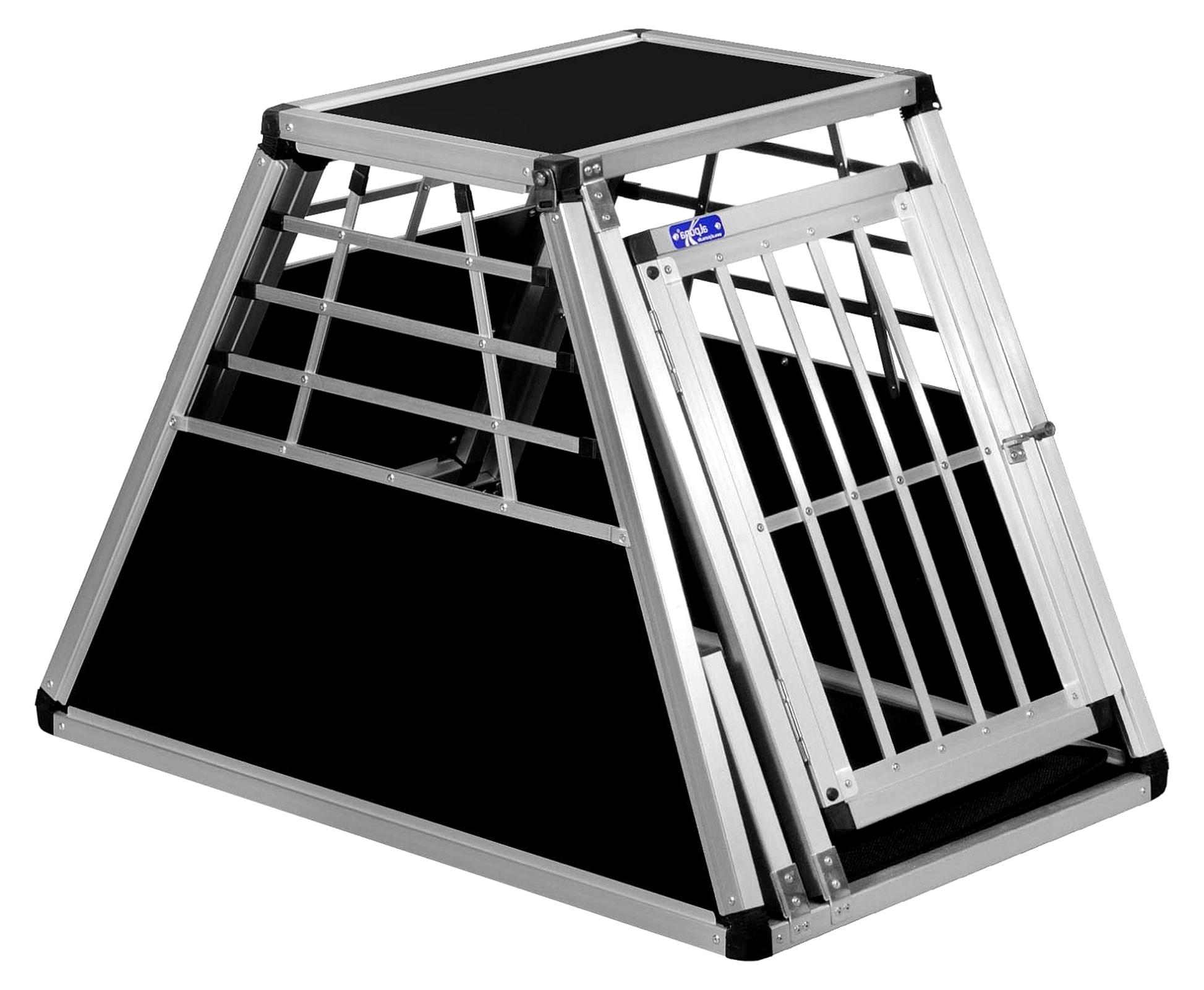 Transportbox N75 - Aluminium Hundebox 92×55×63 cm - Hundetransportbox für das Auto mit Notausstieg, sicherer Transport im Kofferraum mit Stoßstangenschutz