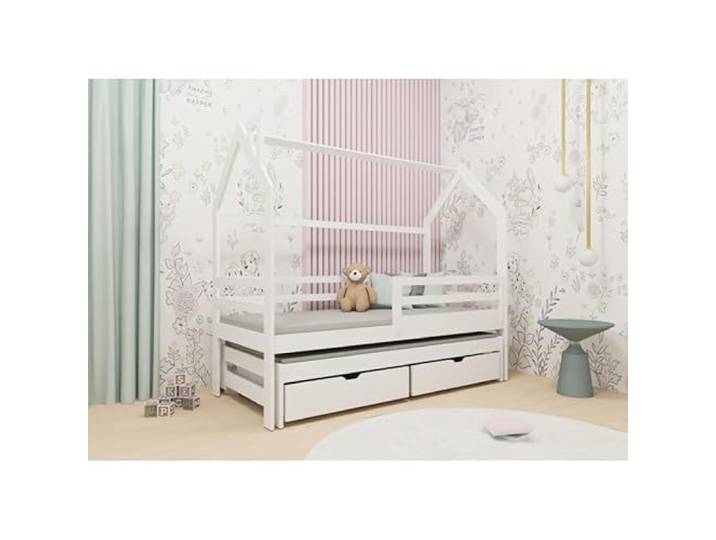 Verona Idee HAUSBETT Leon KIEFERNHOLZ MIT LATTENROST Links UND RECHST 80x190cm Weiss