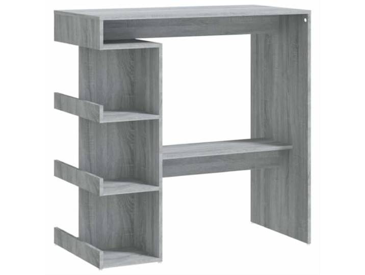 HKQWPBF Bartisch mit Regal Grau Sonoma 100x50x101,5 cm 3 Ablageflächen, Fußstütze, robuste Konstruktion, leicht zu reinigen, modernes Design, für kleine Wohnungen