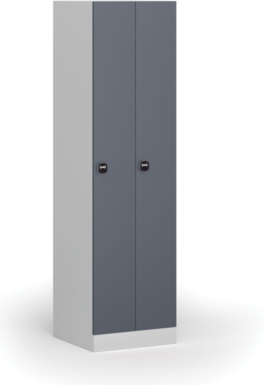 B2B Partner Metallspind S1, schmal, 2 Abteile, 1850 x 500 x 500 mm, RFID-Schloss, dunkelgraue Tür