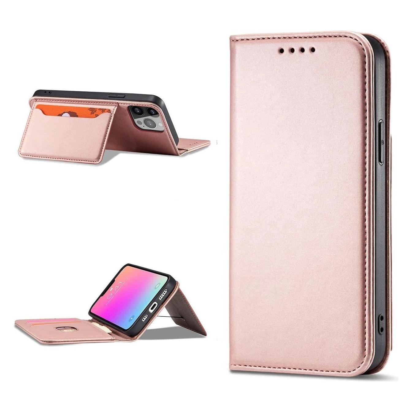 Hurtel Magnet Card Case case for iPhone 14 Pro flip cover wallet stand pink (Apple iPhone 14 Pro) (1404978613)