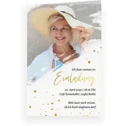 Einladungskarte 70. Geburtstag: Summerbrush mit Fotos