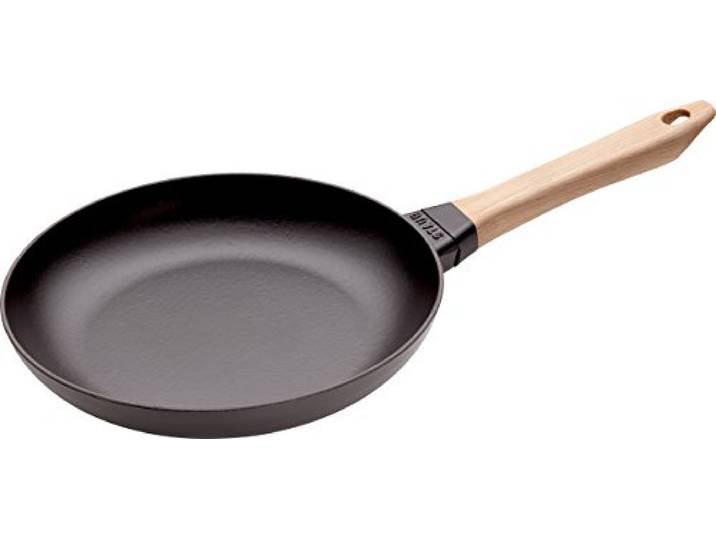 STAUB Gusseisen Grillpfanne mit klappbaren Silikongriff, Quadratisch 24 cm, Für alle Herdarten inkl. Induktion & Backofen, Schwarz