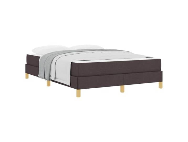 PUGYNBK Boxspringbett, 140 x 190 cm, Stoff, Dunkelbraun Taschenfederkernmatratze, mittlere Festigkeit, Holzsockel, Beine schwarz glänzend