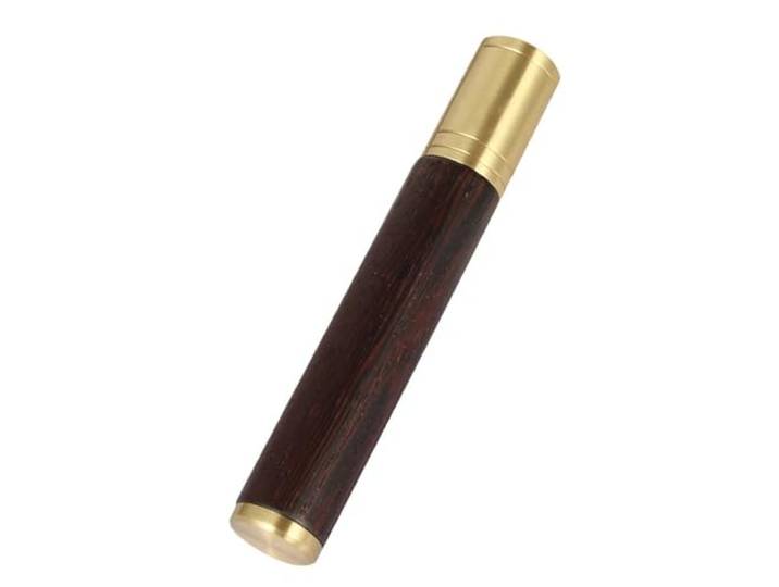 Tragbarer Zigarrenhumor Tragbare Zigarre Fall Rohr Metall Reise Mini Einzel Halter Holz Box Humidor Outdoor Rauchen Tabak Zubehör Zigarrenkiste(Gold)