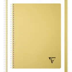 Clairefontaine 5x Linicolor ESSENCE, Spiralbuch A4, 90 Blatt kariert 90g, Doppelspiralbindung, Einband aus gerilltem PP - Strohgelb 327122C