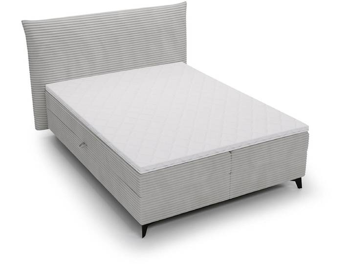 Boxspringbett FOXY hellgrau 180x200cm halbfest