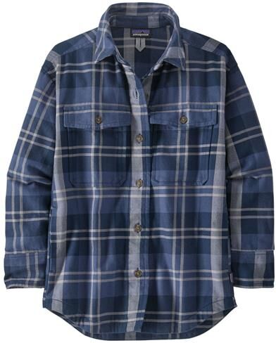 Patagonia Womens HW Fjord Flannel Overshirt, Bristle / Navy