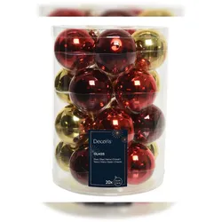 Christmas Decorations 20 Weihnachtskugeln Glas 6cm glänzend Christbaumkugeln Weihnachtsbaumkugeln Christbaumschmuck Weihnachtsbaumschmuck Weihnachten Rot Gold Mix
