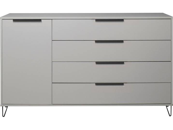 Highboard MÄUSBACHER Bonnie , grau (kreidegrau matt lack), B:168cm H:100cm T:45cm, Sideboards, Highboard, Highboard mit Drahtgestell