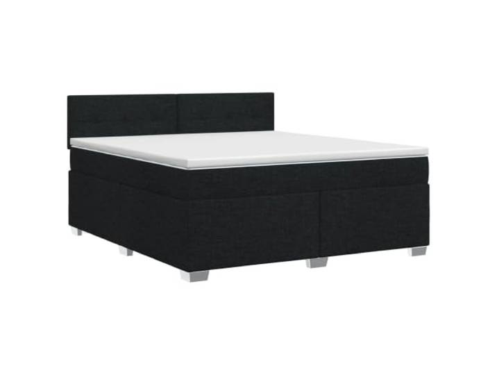 KTHLBRH Boxspringbett mit Matratze schwarz 180 x 200 cm Stoff Kopfteil verstellbar 78/88 cm, mittlere Härte, fester Lattenrost, Holz, Polyester, schickes Zimmer