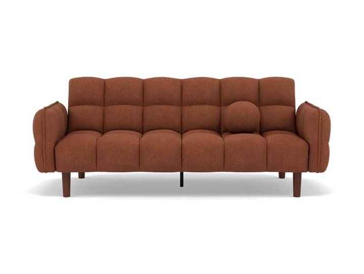 Canapé convertible clic clac 2 places en tissu texturé terracotta