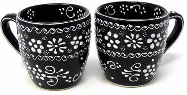 Global Crafts Handmade Encantada Pottery Mugs, Ink