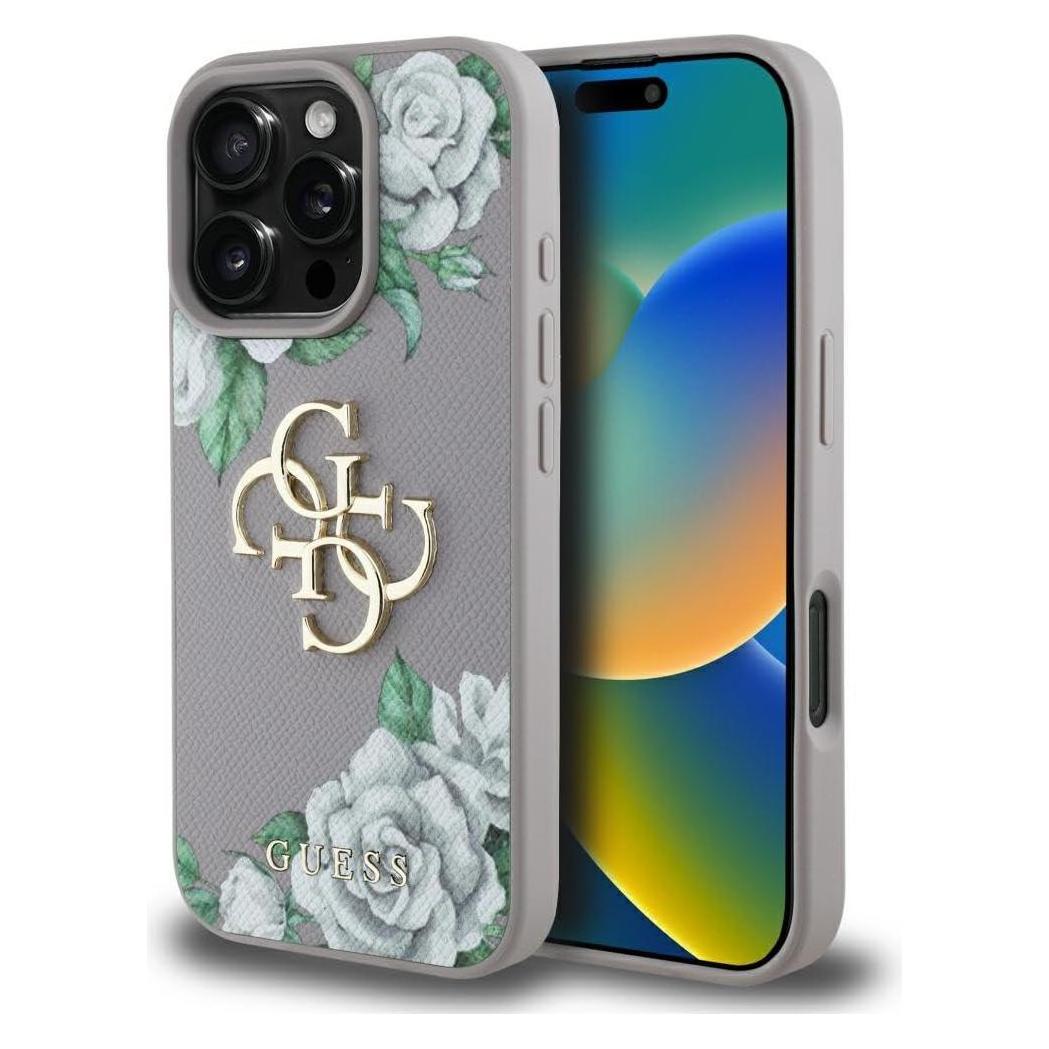 Guess Case Grained Roses Big 4G logo for iPhone 16 Pro purple (Apple iPhone 16 Pro) (GUHCP16LPGROP4MU)