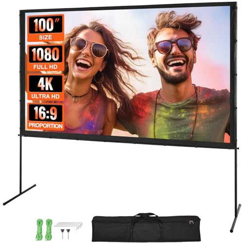VEVOR Projectiescherm met standaard, 100 inch, 16:9, 4K UHD, zwart