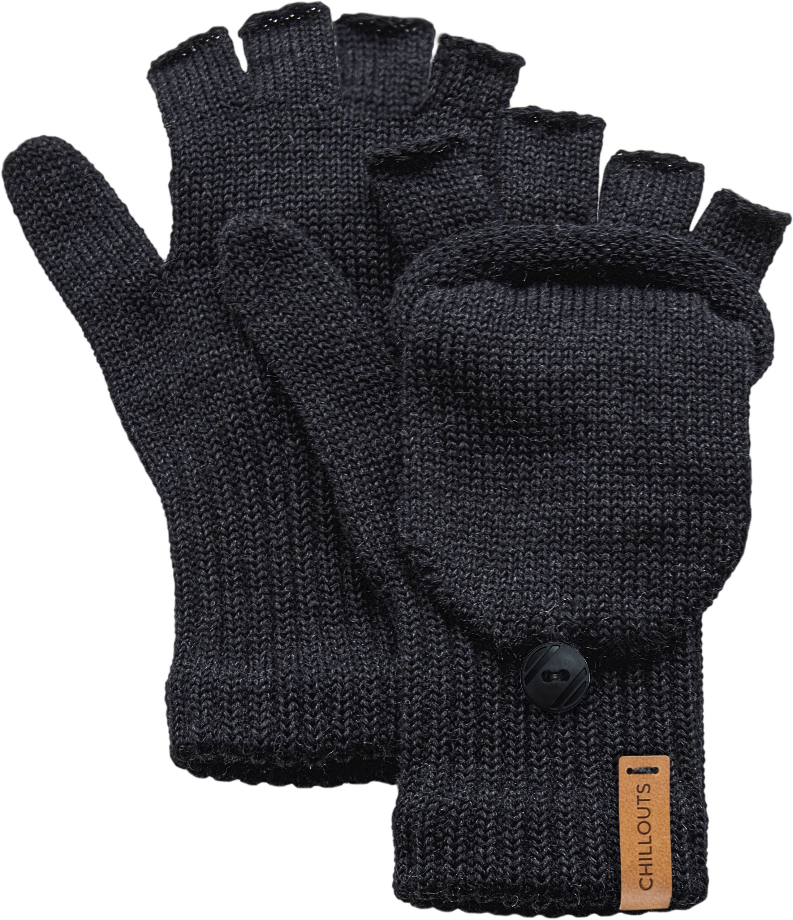 Strickhandschuhe CHILLOUTS "Laney Glove", Damen, schwarz, Materialmix, unifarben, Handschuhe Strickhandschuhe, mit Merino-Wolle