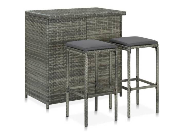 Ensemble de bar 3 pcs Résine tressée Gris