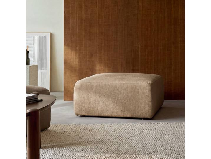 Fußhocker aus taupefarbenem Stoff Vénus - Braun - Fabric