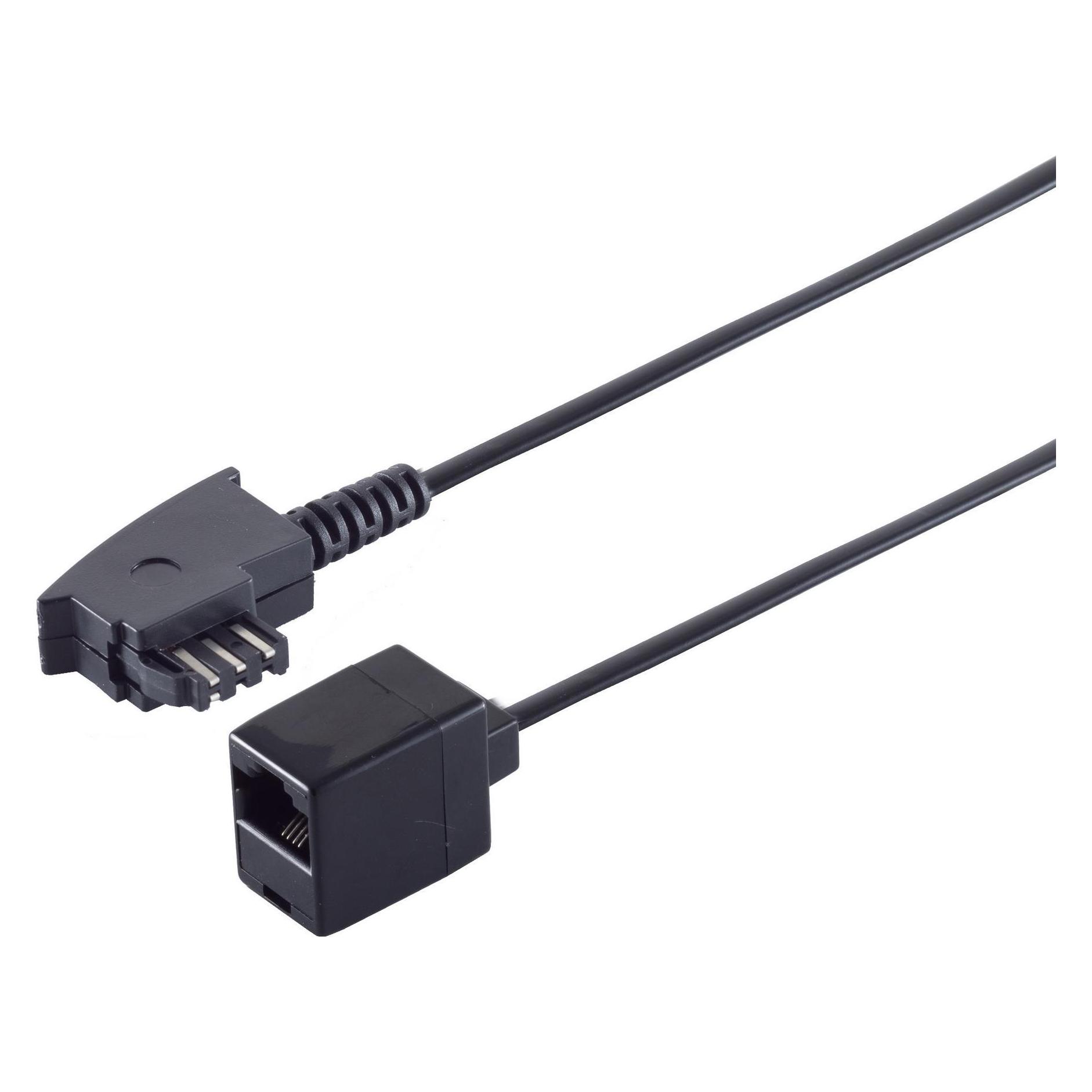 Shiverpeaks Adapter TAE-F Stecker auf RJ45 Kupplung, mit 0,2 m Kabel 4-adrig belegt, Farbe: schwarz (11010475) (71035)