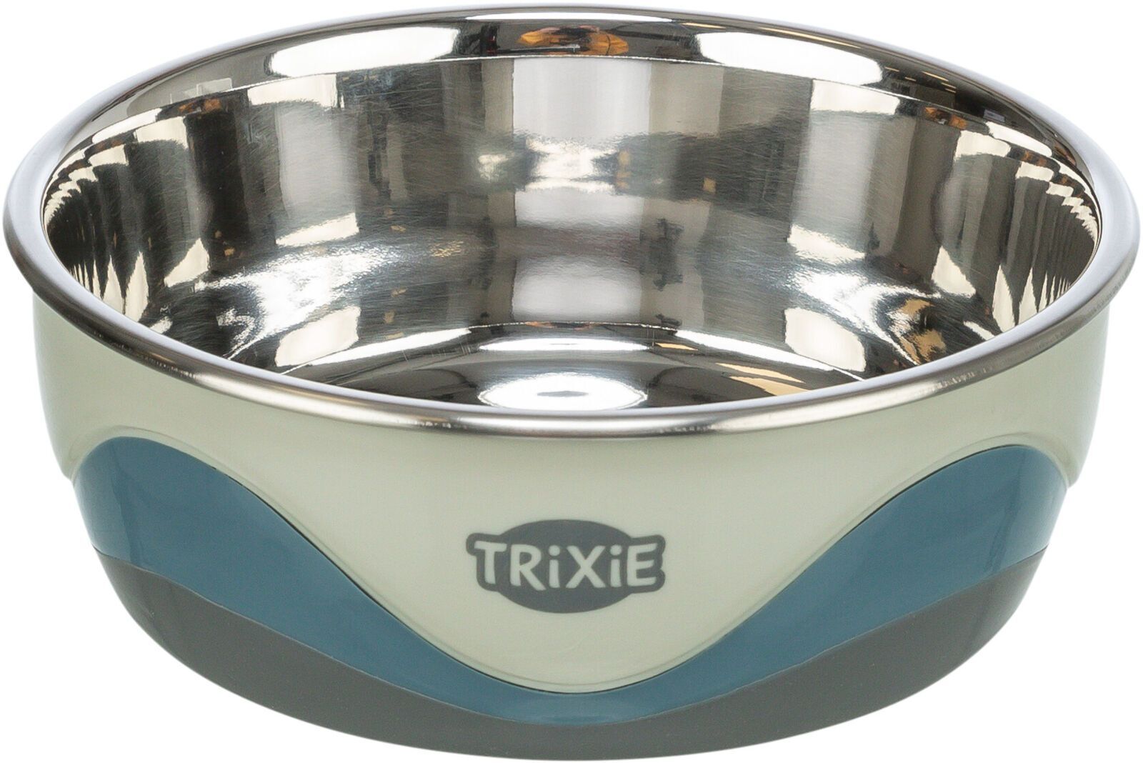TRIXIE Napf, Edelstahl / Silikon, 1,4 l / Ø 21 cm, weiß / grau