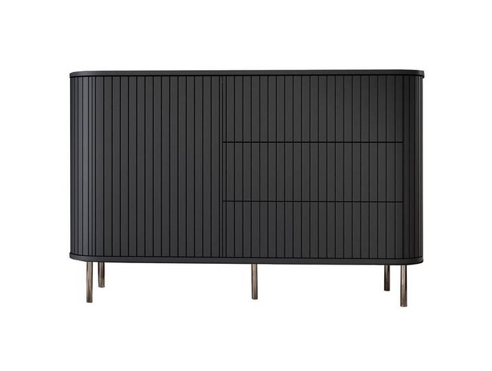 MOEBLINE Kommode Sideboard 1D3SZ ZILLO NZ Schwarz + goldene Füße