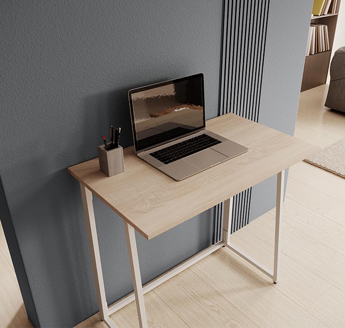 MB Muebles Bonitos Escritorio plegable Gala (80,5cm) color blanco y sonoma