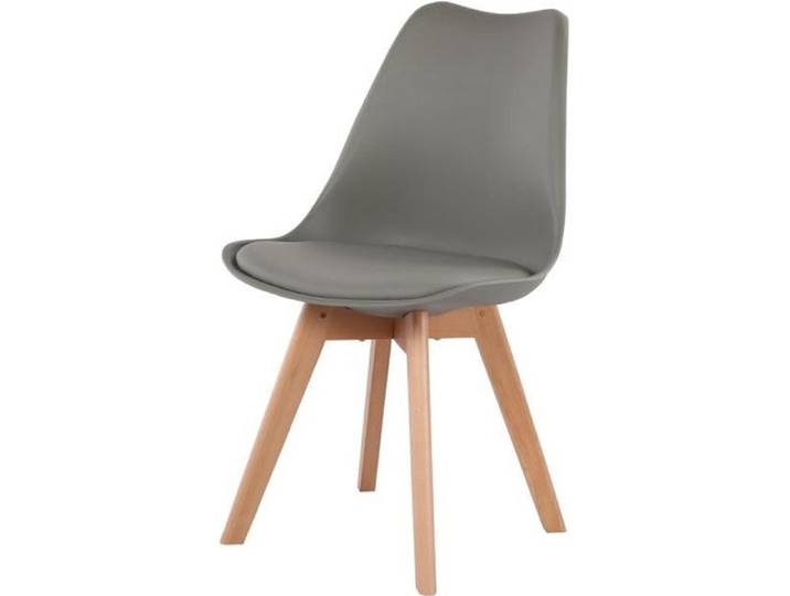 DORAFAIR Lot de 6 chaises - Gris - Scandinave - Pieds bois