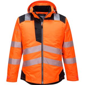 Portwest Arbeitsjacke PW3 Hi-Vis Regenjacke, T400, Warnschutzjacke, orange-schwarz, wasserdicht,Gr.XS