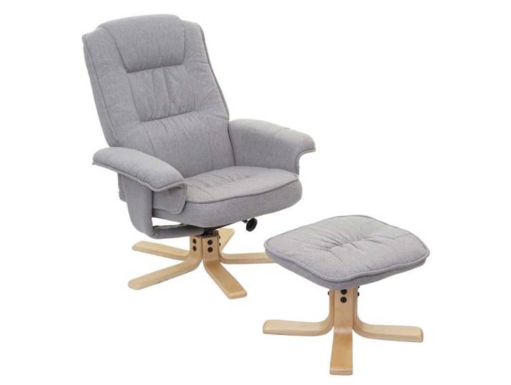 Fauteuil relax TV fauteuil avec tabouret en tissu/textile gris clair 04_0002927