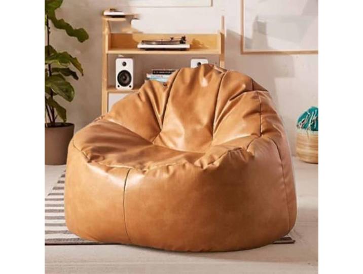 Luxuriöser Sitzsack (ohne Füllung) aus PU-Leder mit Bezug ohne Füllung, für Erwachsene und Kinder (Braun)