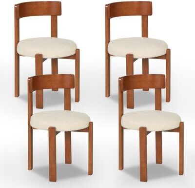 Costway Modern Dining Chairs Set of 4 with Solid Rubber Wood Legs-Brown