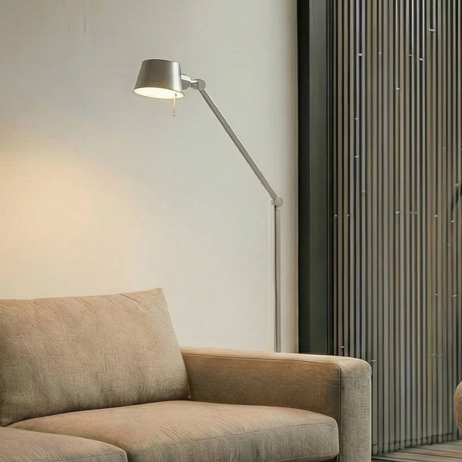 Lucande Silka Vloerlamp - Grijs/Zilver - Verstelbaar - Metaal - Modern