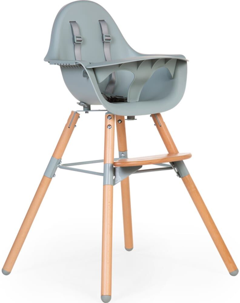 Childhome Chaise haute en bois naturel Evolu 2 menthe avec arceau Vert 56x92x56cm