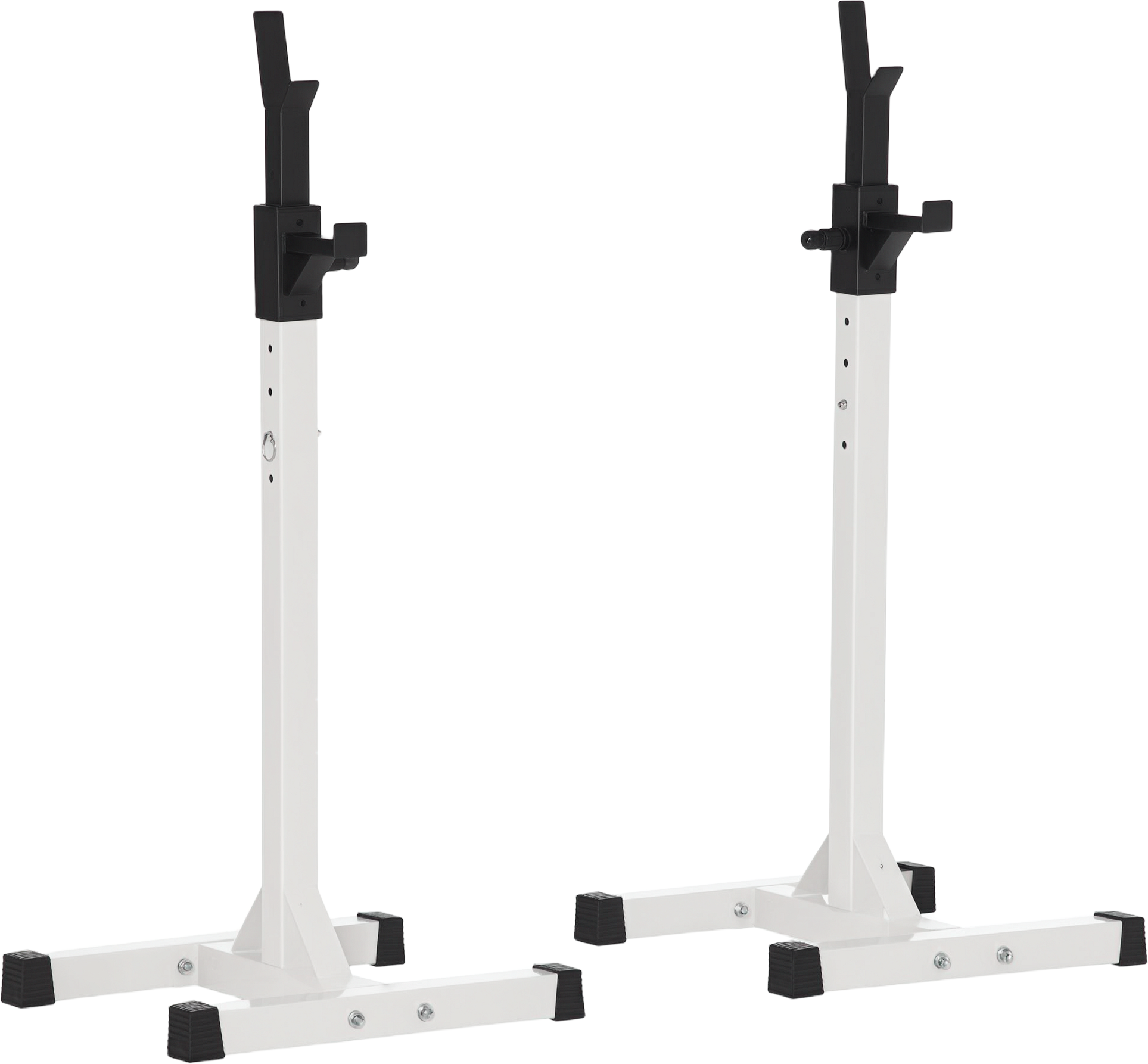 Homcom Supporto Porta Bilanciere Universale per Casa e Palestra, Squat Rack Altezza Regolabile in Acciaio Carico Massimo 150kg, Bianco e Nero
