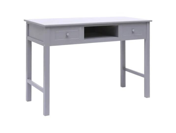 HAQWRDQSG Schreibtisch Holz Grau 110x45x76 cm Computertisch Konsolentisch Kompakter Arbeitstisch aus Massivholz mit 2 Schubladen und Ablagefach für Arbeitszimmer, Wohnzimmer oder Flur.
