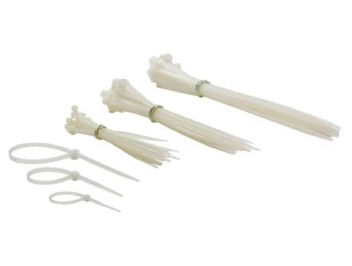 Perel Set nylon kabelbinders, diverse afmetingen, wit, UV-bestendig, 75 stuks