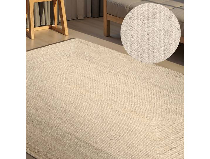 Teppich HANSE HOME Juteteppich Teppich Juno , reinweiß, B:60cm H:9mm L:90cm, Jute, Teppiche, Teppich, Jute, Shape, Handgemacht, Wohnzimmerteppich, Naturteppich, Wohnzimmer