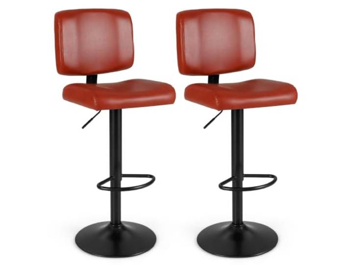 Helloshop26 Barhocker, drehbar, 47 x 42 x 98-119 cm, höhenverstellbar, ergonomischer Komfort, modernes Design, Kunstleder, Rot, 20_0018776