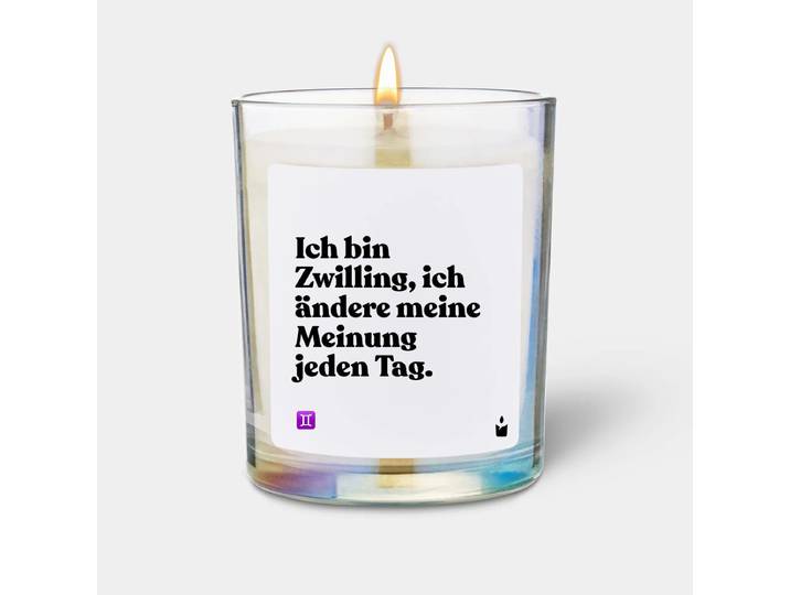 Duftkerze Rainbow Woody Ich bin Zwilling, ich ändere meine Meinung jeden Tag.